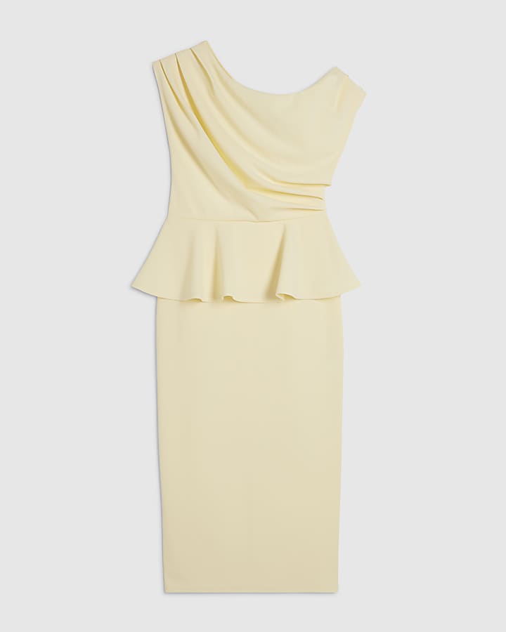 Yellow Peplum Midi Dress
