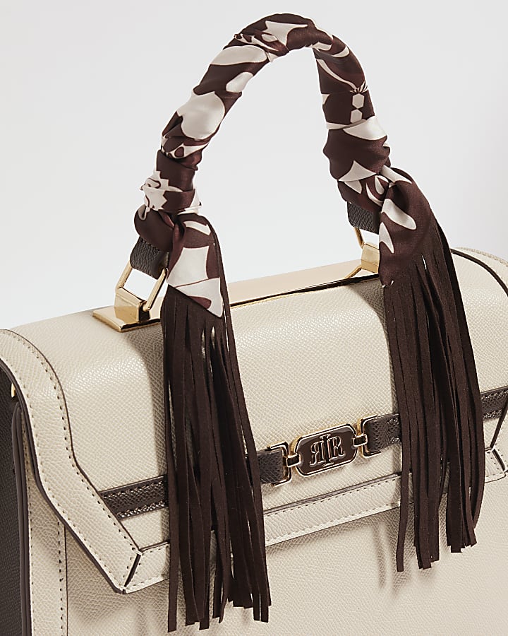 Cream Fringe Scarf Tote Bag