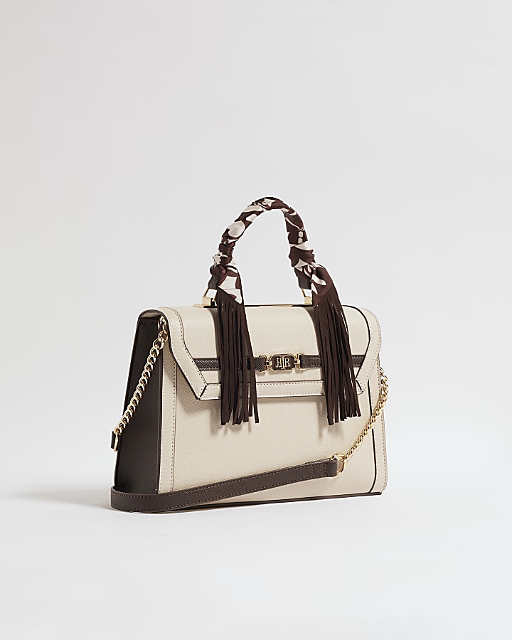 Cream Fringe Scarf Tote Bag