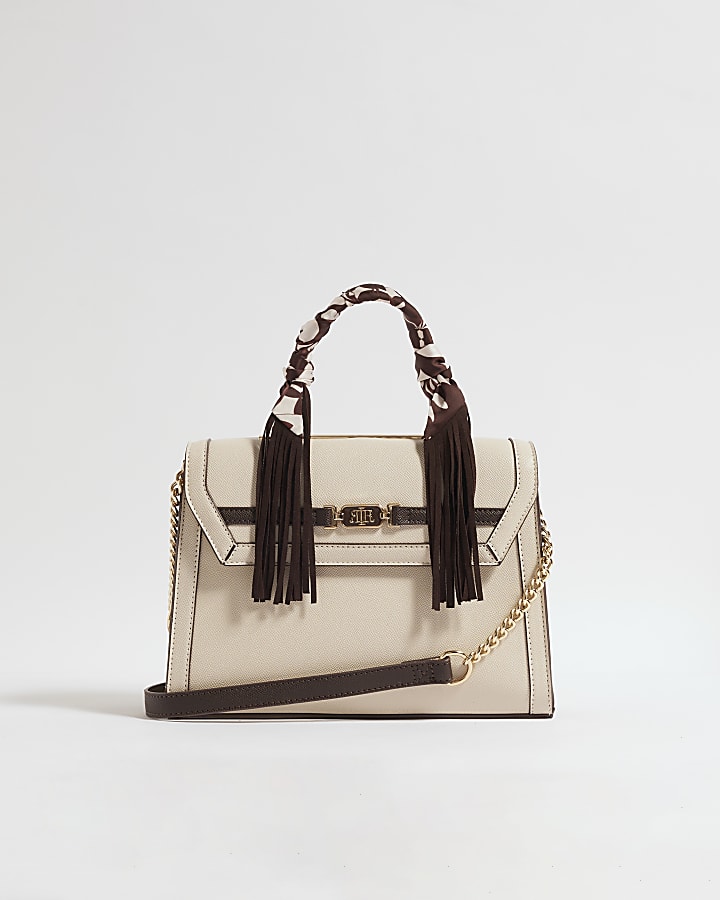 Cream Fringe Scarf Tote Bag