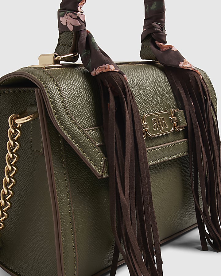 Khaki Fringe Scarf Tote Bag