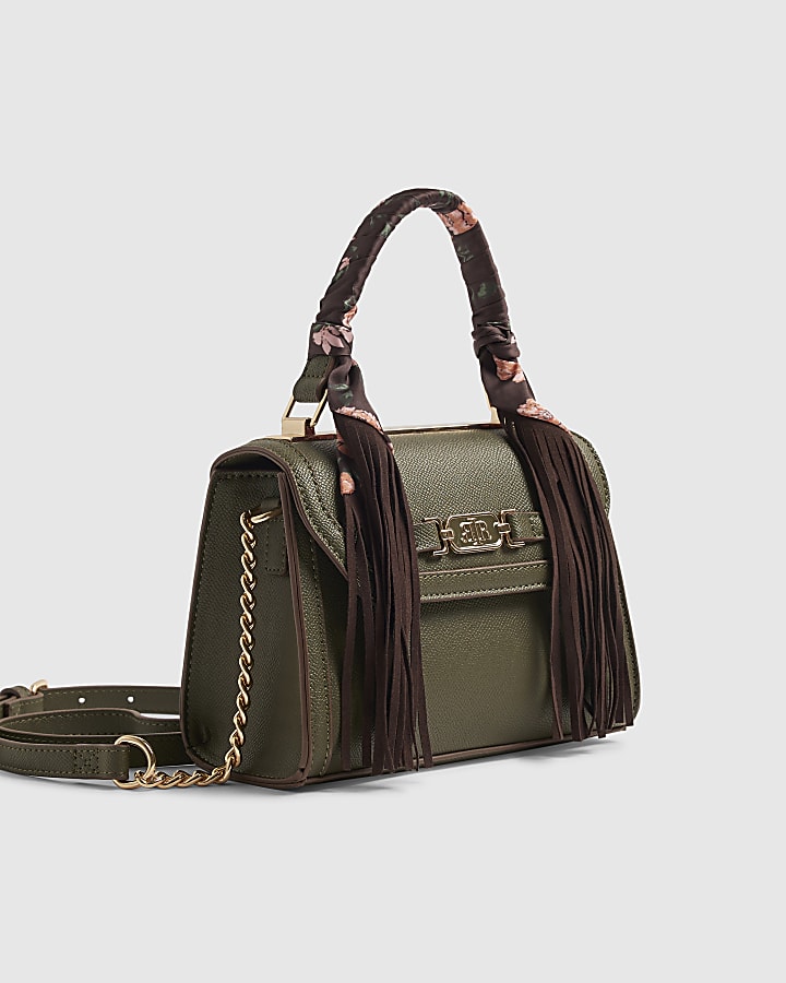 Khaki Fringe Scarf Tote Bag