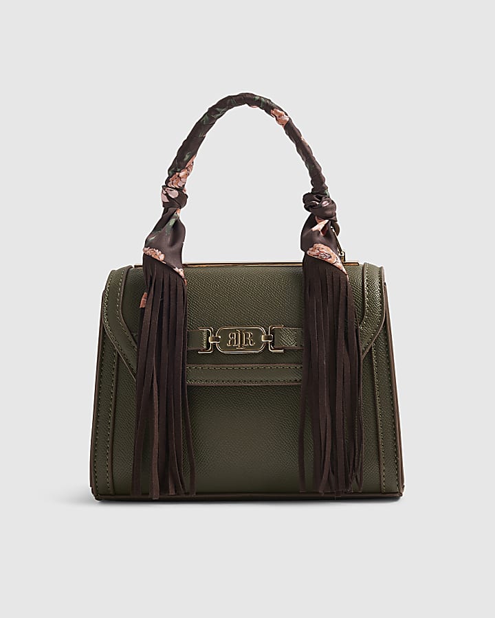 Khaki Fringe Scarf Tote Bag