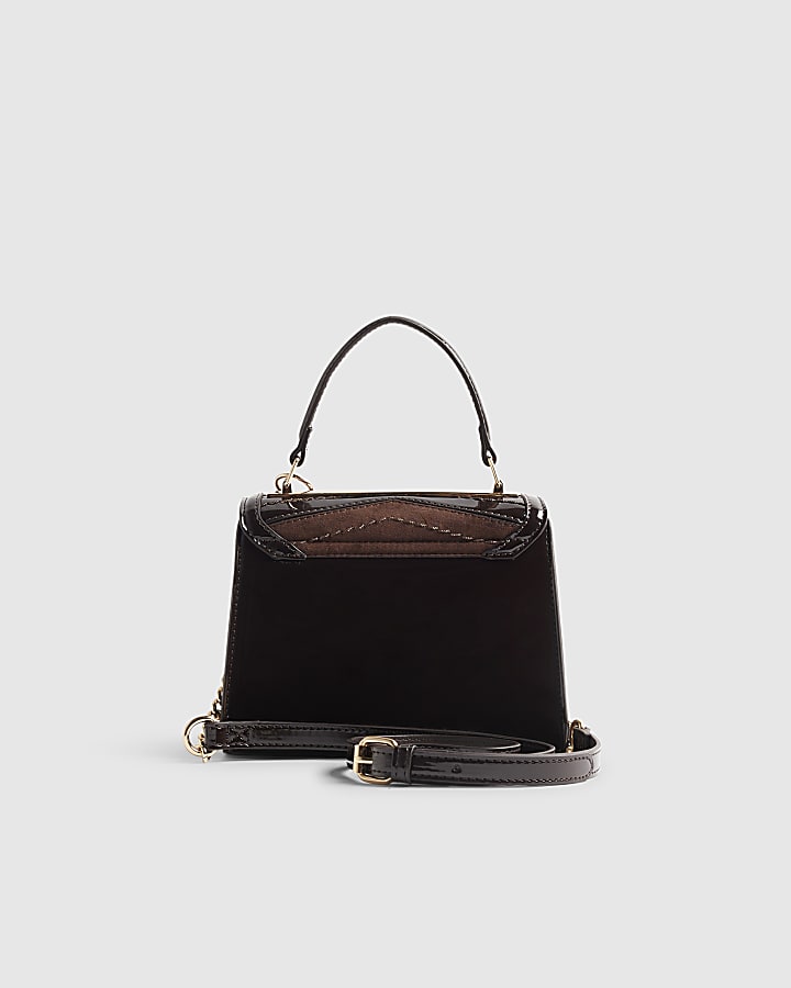 Brown Leopard Panel Mini Tote Crossbody Bag