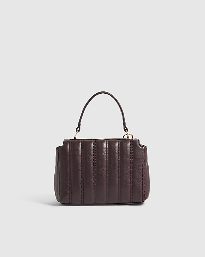 Red Quilted Top Handle Crossbody Bag