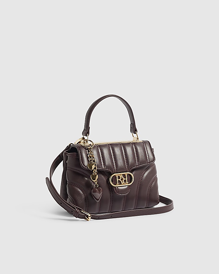 Red Quilted Top Handle Crossbody Bag