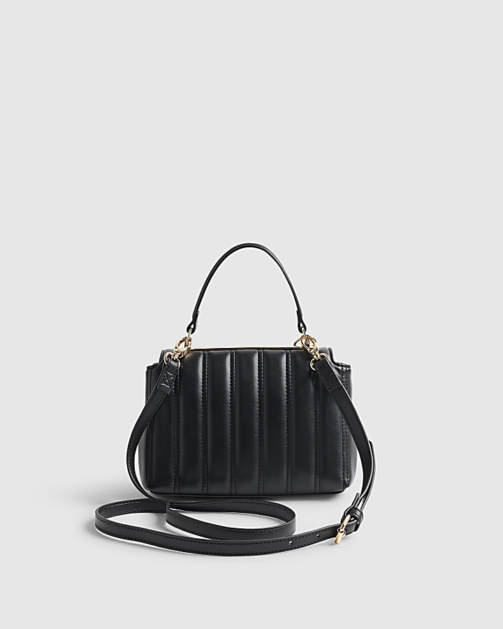 Black Quilted Top Handle Crossbody Bag