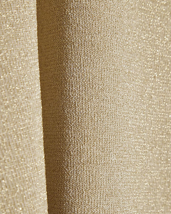 Gold Ribbed Knit Layered Cuff Top