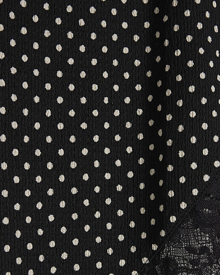 Black Sleeveless Polka Dot Lace Top