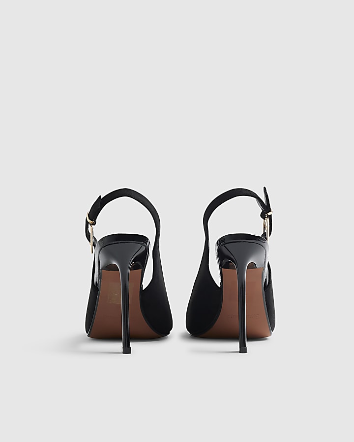 Black Slingback Peep toe Heeled Sandals