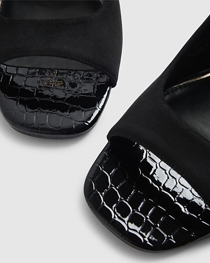 Black Slingback Peep toe Heeled Sandals