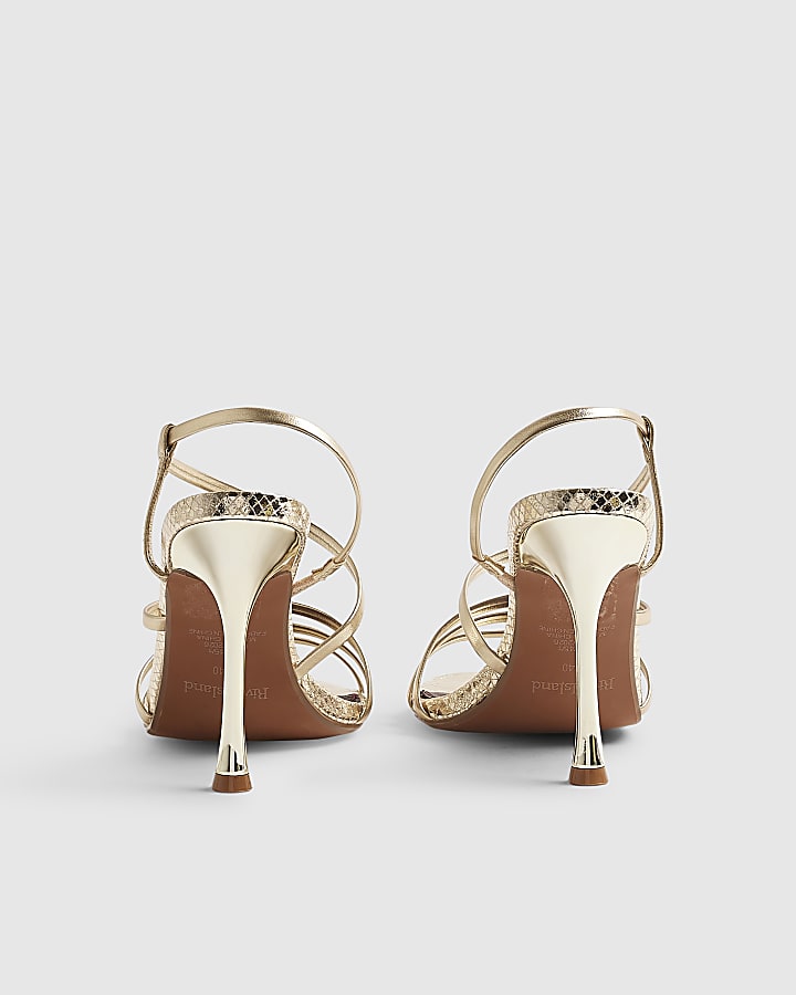 Gold Wide Fit Strappy Heeled Sandals