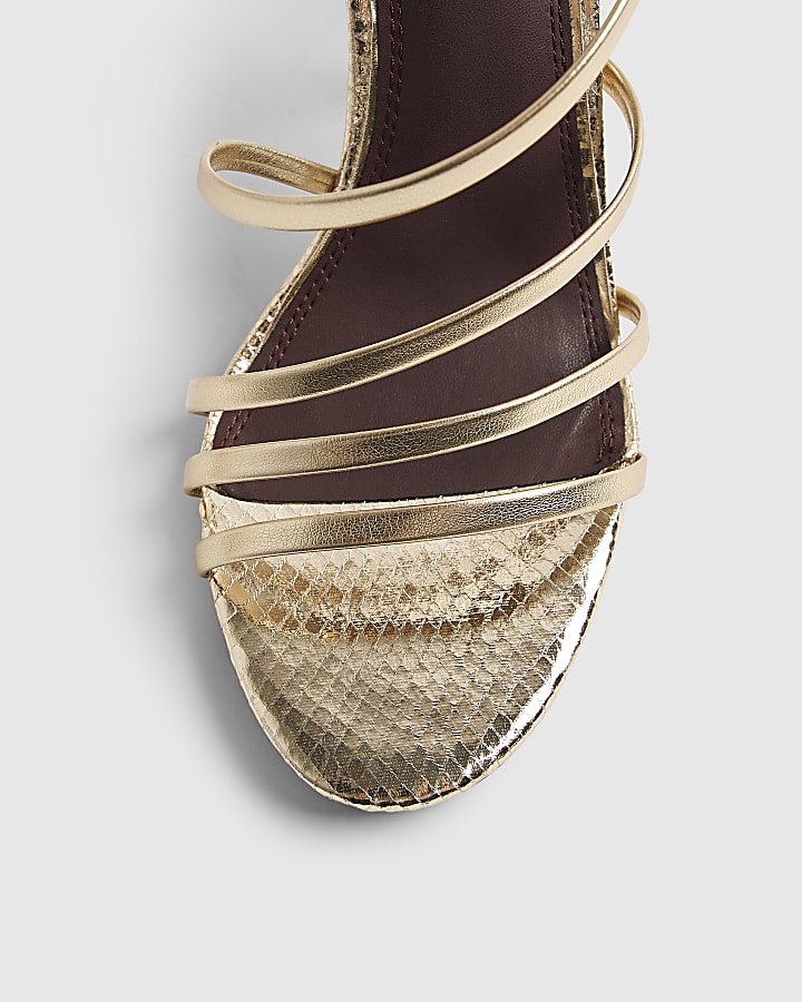 Gold Wide Fit Strappy Heeled Sandals