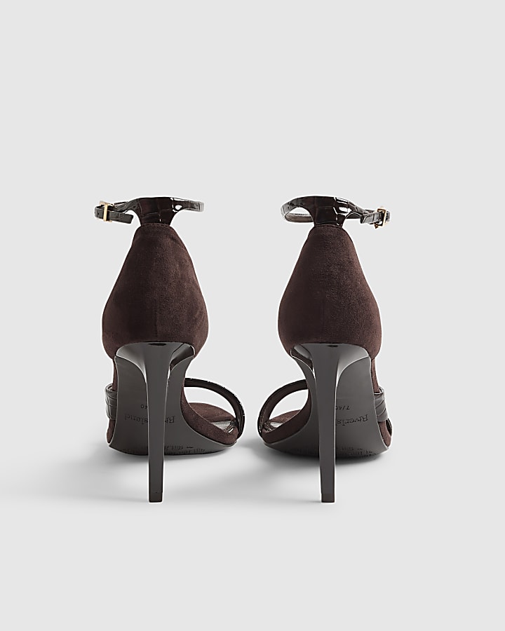 Brown Wide Fit Barely There Heeled Sandals