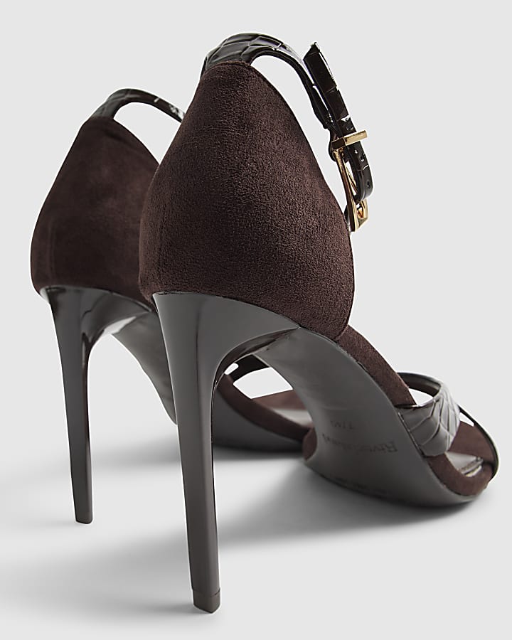 Brown Wide Fit Barely There Heeled Sandals