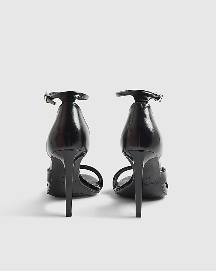 Black Wide Fit Barely There Heeled Sandals
