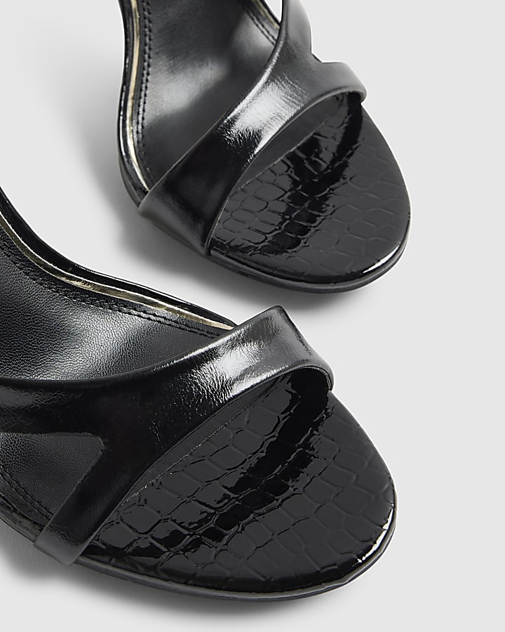 Black Wide Fit Barely There Heeled Sandals