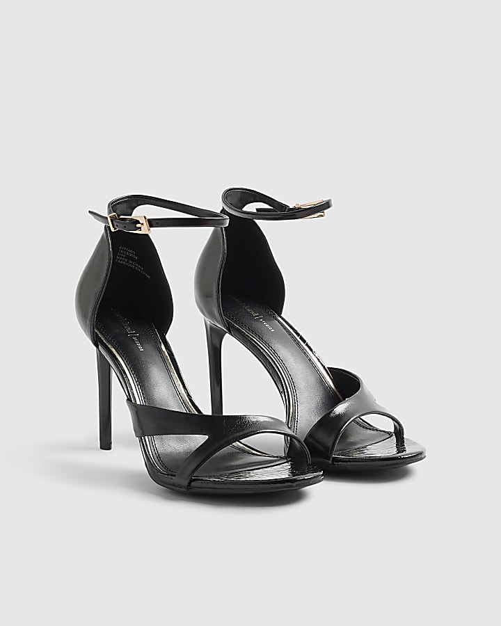 Black Wide Fit Barely There Heeled Sandals