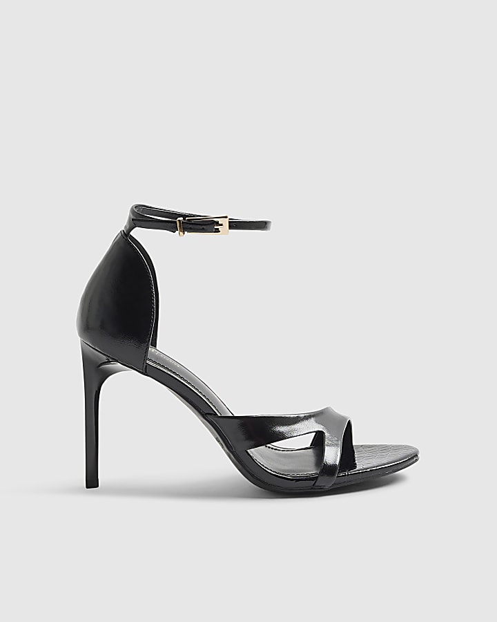Black Wide Fit Barely There Heeled Sandals