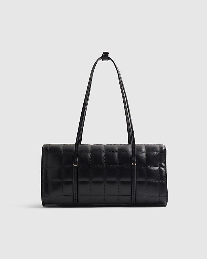 Black Quilted Long Handle Shoulder Bag