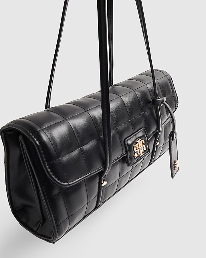 Black Quilted Long Handle Shoulder Bag