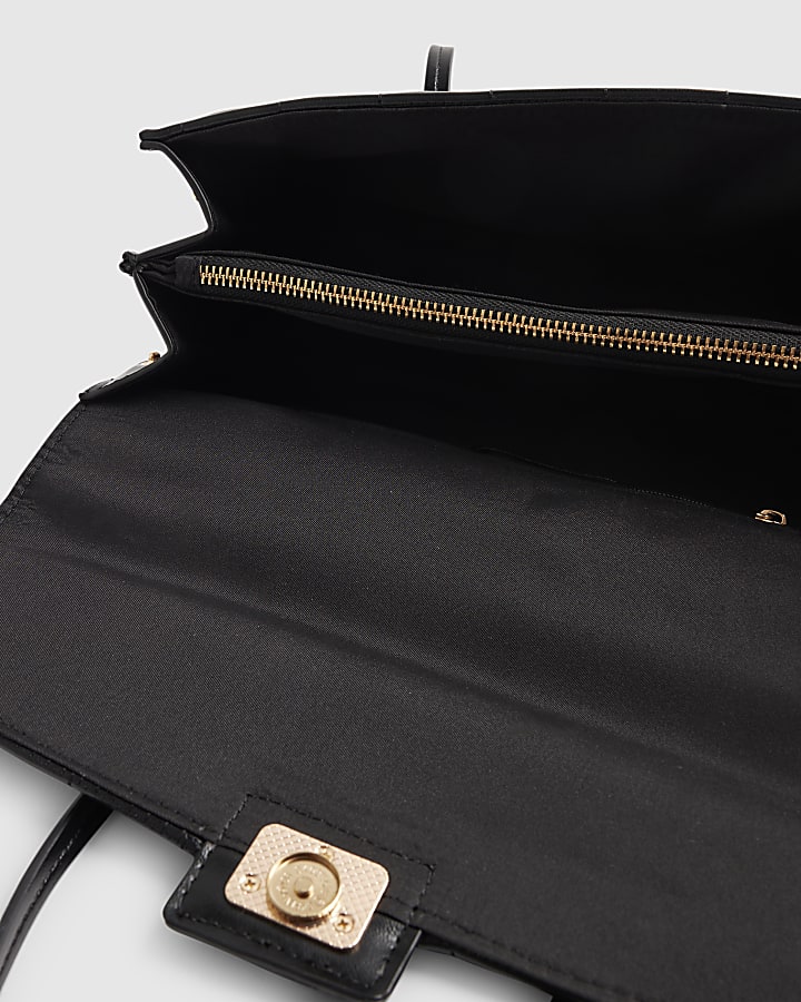 Black Quilted Long Handle Shoulder Bag