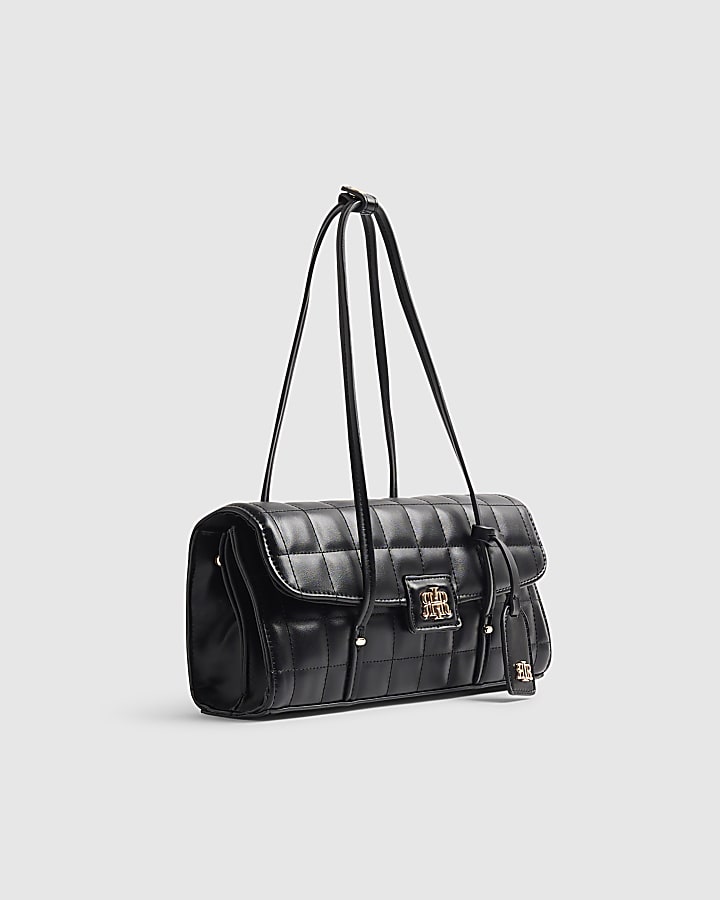 Black Quilted Long Handle Shoulder Bag