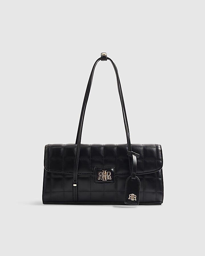 Black Quilted Long Handle Shoulder Bag