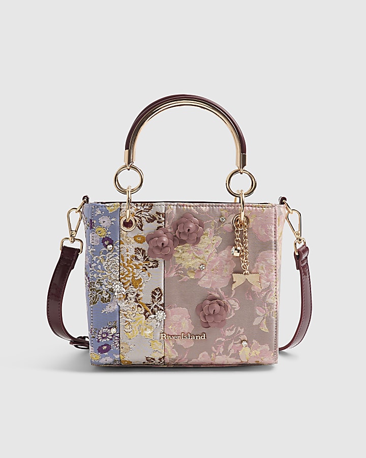 Pink Floral Tapestry Tote Bag