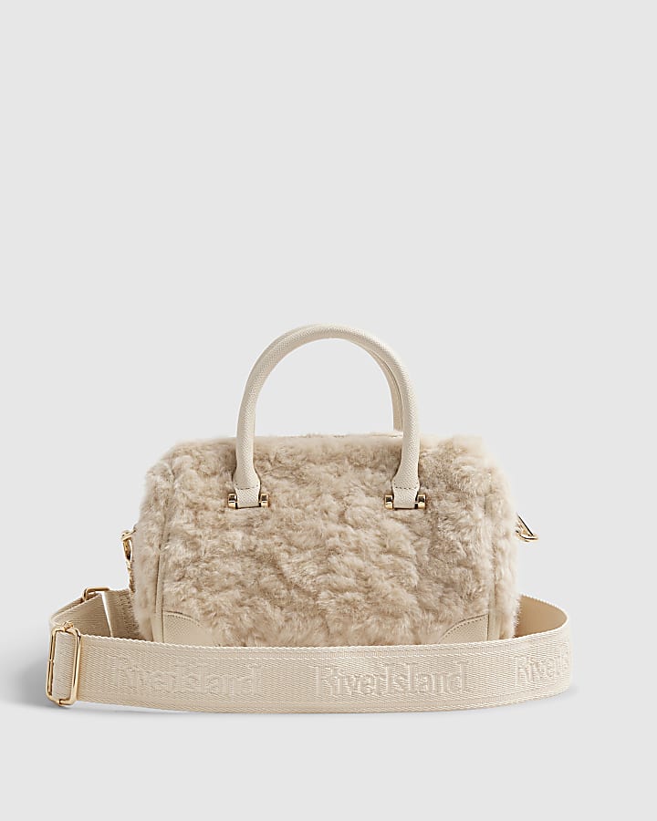 Cream Faux Fur Crossbody Bag