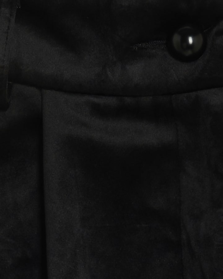 Black Velvet Pleated Shorts