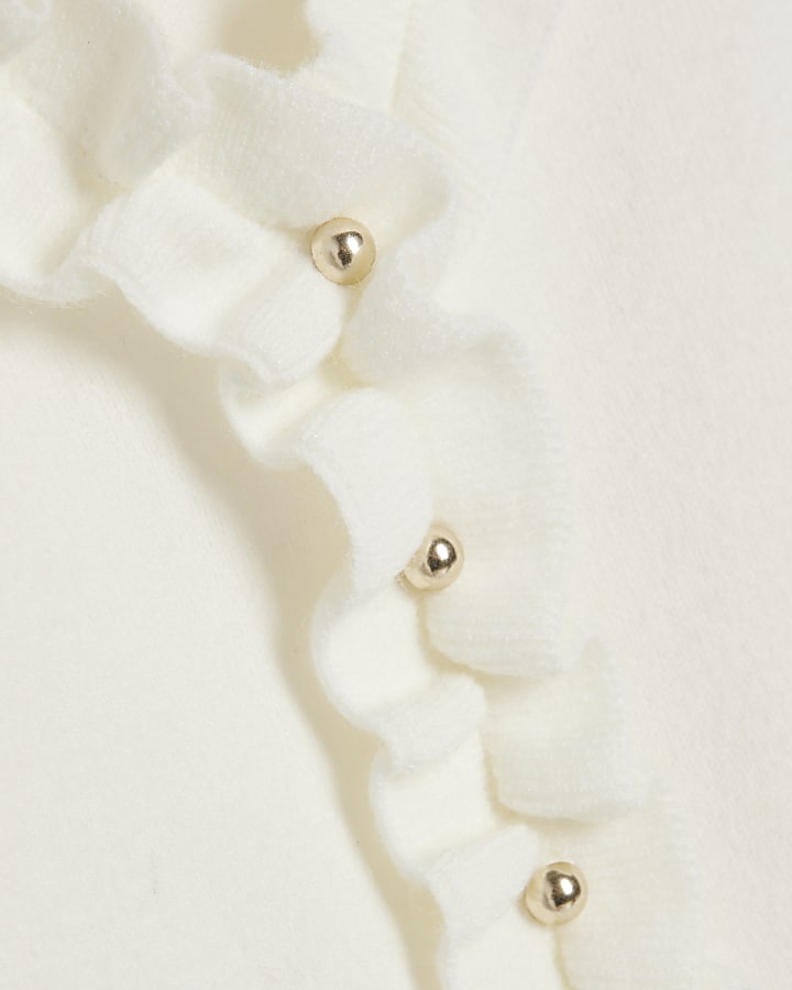 Cream Knit Frill Neck Jumper