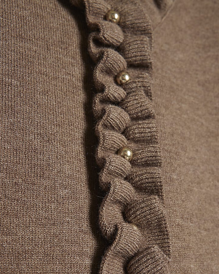 Brown Frill Neck Jumper