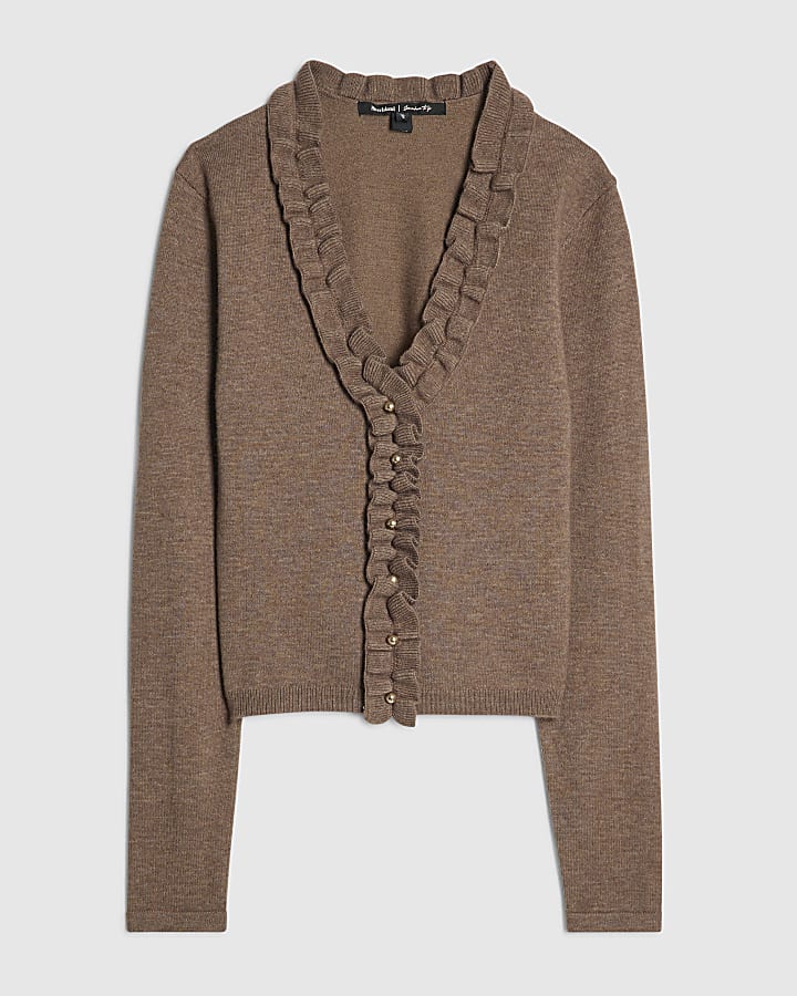 Brown Frill Neck Jumper