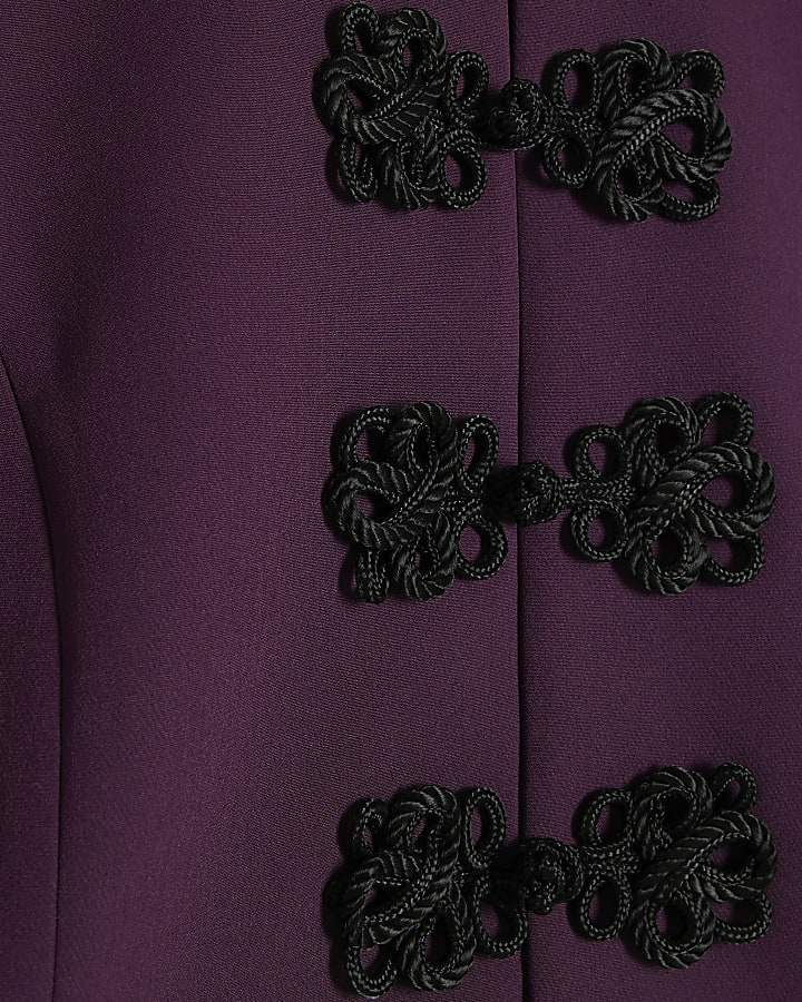 Purple Mandarin Trim Jacket