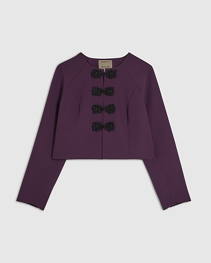 Purple Mandarin Trim Jacket