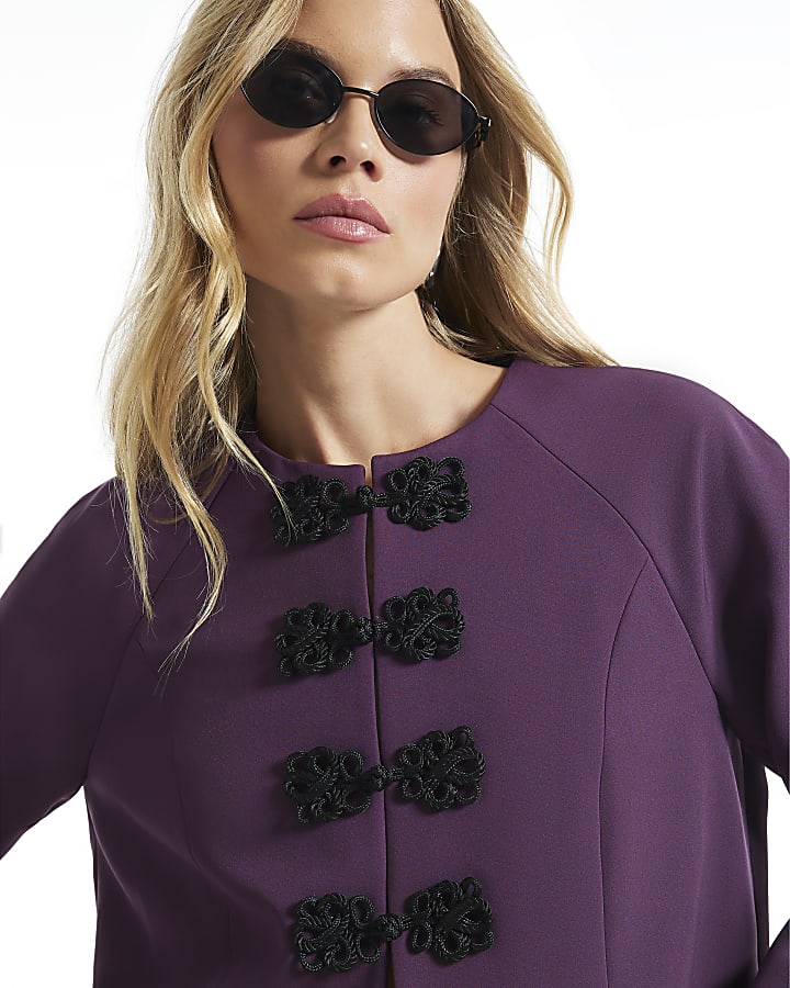 Purple Mandarin Trim Jacket