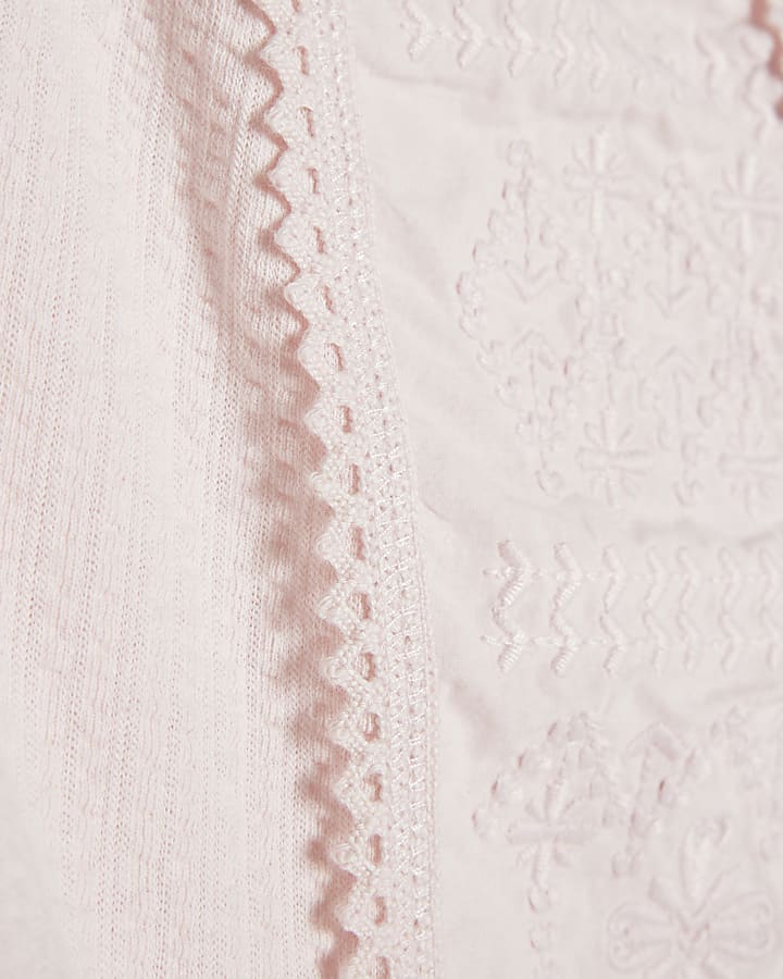 Pink Cotton Jersey Button Up Blouse