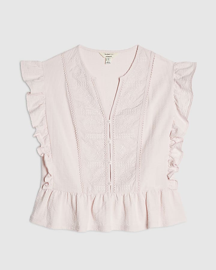 Pink Cotton Jersey Button Up Blouse
