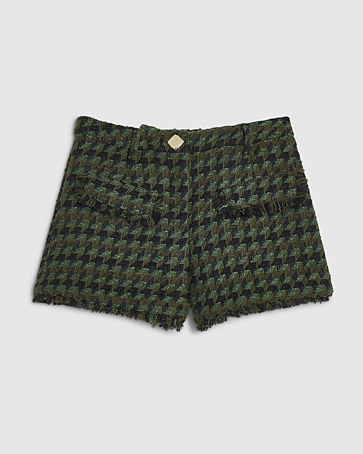 Green Boucle Tailored Shorts