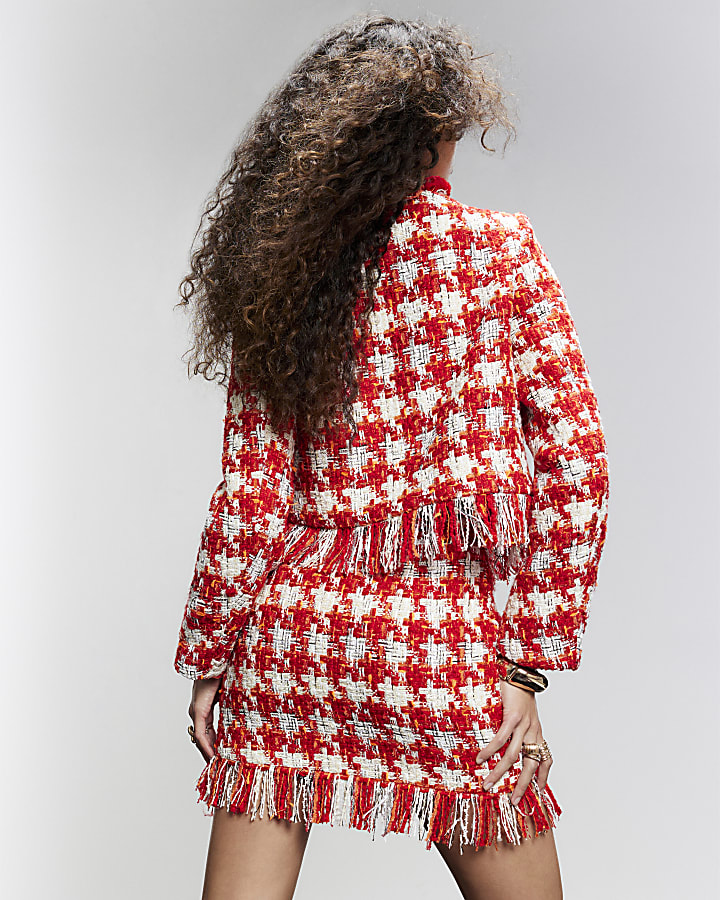 Red Check Boucle Jacket