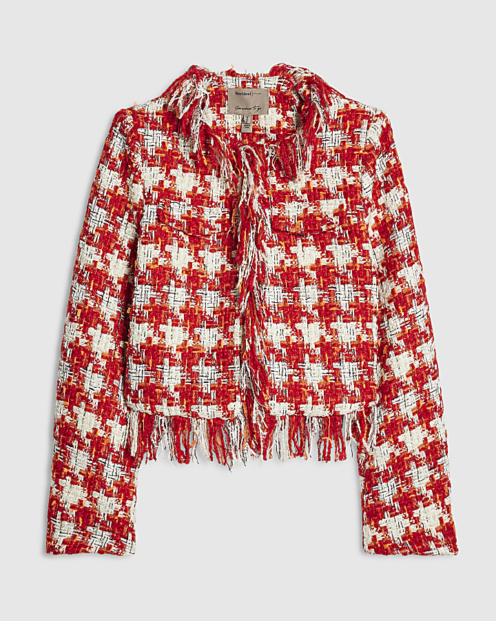 Red Check Boucle Jacket