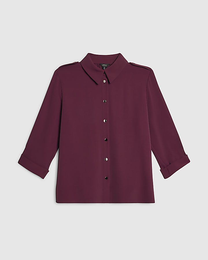 Purple Turnback Sleeve Shirt