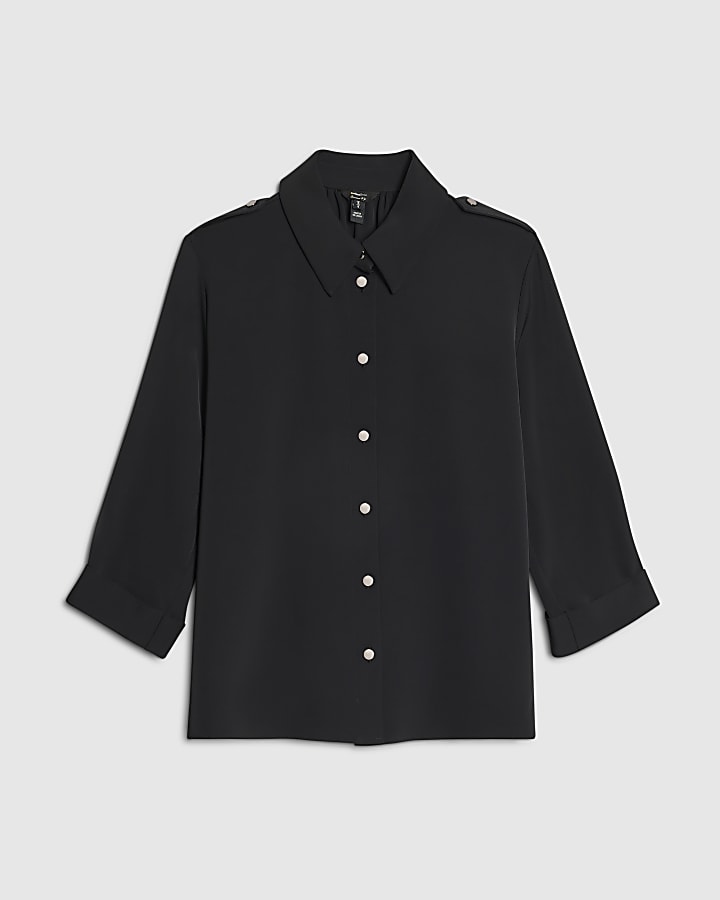 Black Turnback Sleeve Shirt