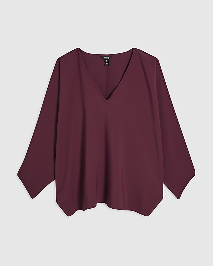 Purple V Neck Batwing Top