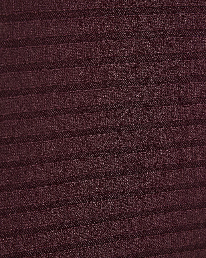 Burgundy Knit Wide Neck Rib Jumper