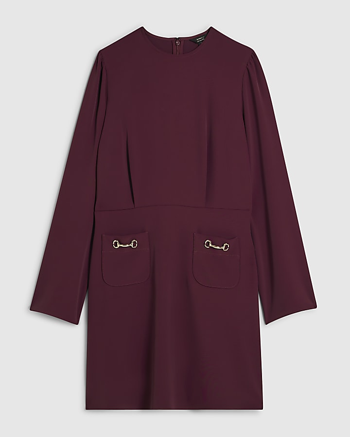 Purple Snaffle Crepe Workwear Dress