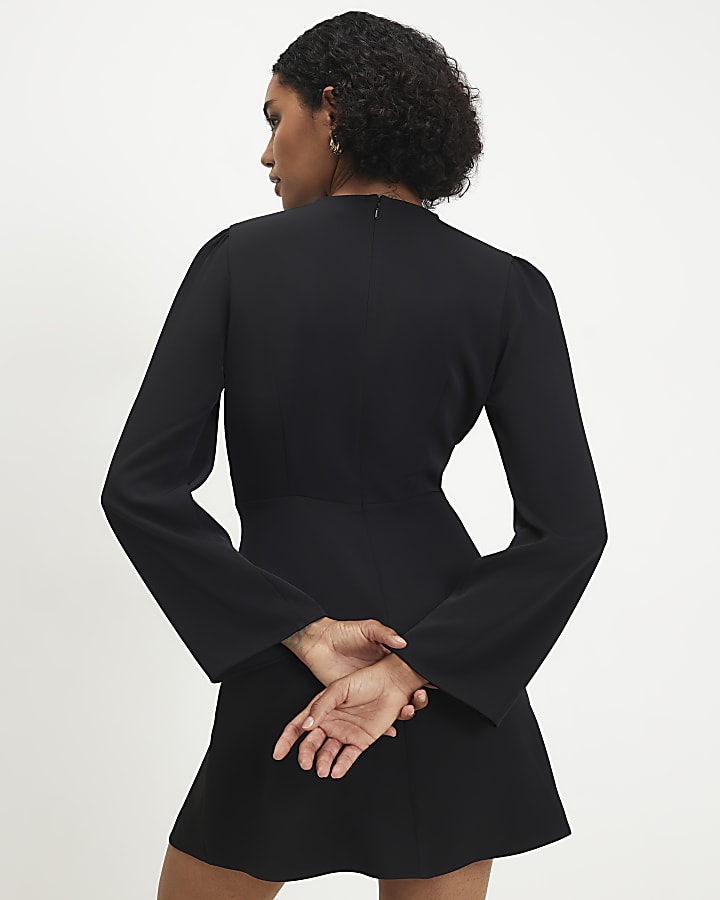 Black Snaffle Crepe Mini Dress
