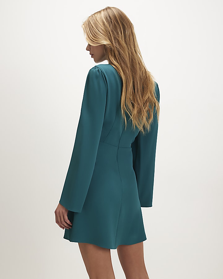 Blue Snaffle Crepe Mini Dress