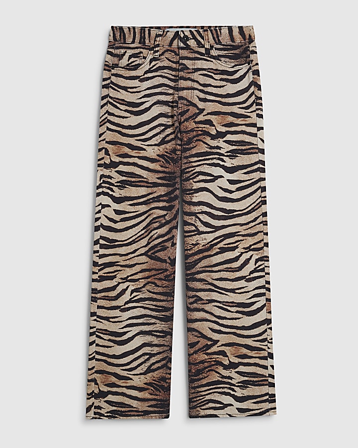 Brown Tiger Relaxed Straight Leg Jeans